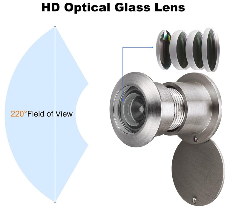 TOGU TG3828YG-SN Solid Brass UL Listed 220-degree Door Viewer Peephole with Heavy Duty Privacy Cover for 1-3/5" to 2-1/6" Doors, Satin Nickel Finish - Image 4